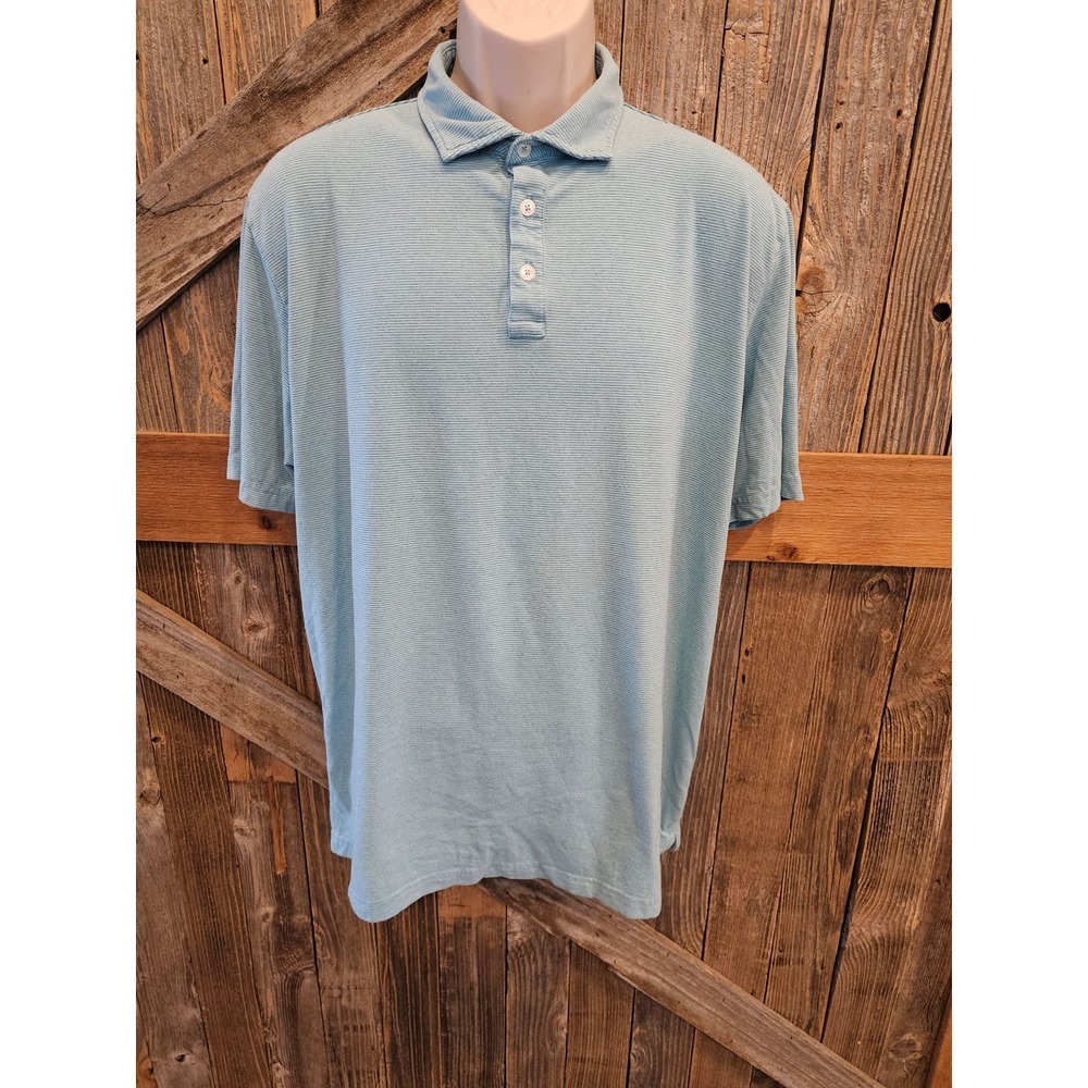 Peter millar pima cotton lycra blend blue stripes XL Peru (FLAW